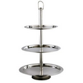 Large 3 Tier Round Stainless Steel Tray w/ Black Base